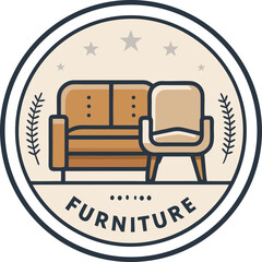 Abstract furniture logo design concept. Symbol and icon of chairs, sofa, tables, and home furnishings	
