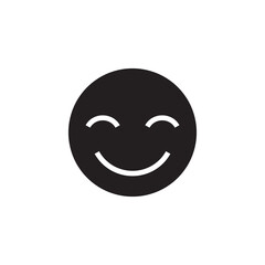 Laughing Face Closed Eyes Joy Emoticon Solid Black Icon