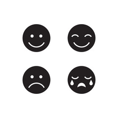 Set of Four Solid Mood Emoticon Face Icons Bundle