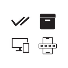 Four Solid UI UX Security and Communication Icons Set