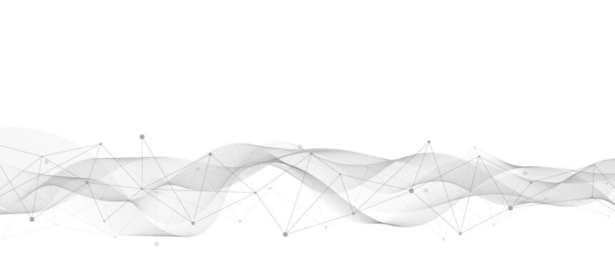 Abstract geometric background with connecting dot and lines with low poly triangle shapes with waves. Mesh Background Vector design digital technology concept Global network connection data structure.