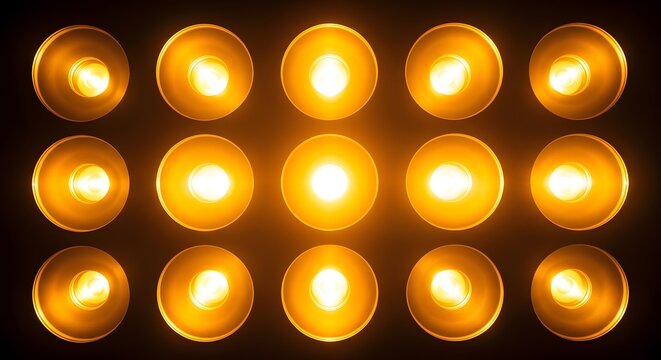 Warm glowing orange lights in a grid pattern