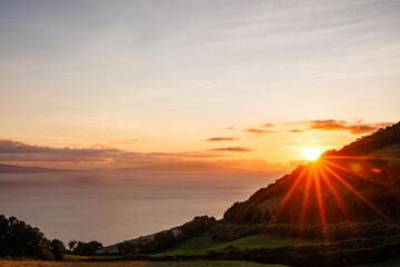 São Jorge island landscapes, Azores archipelago, travel and explore Portugal.
