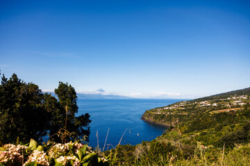 São Jorge island landscapes, Azores archipelago, travel and explore Portugal.