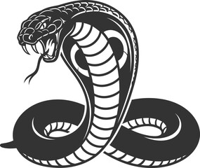 Fototapeta premium Black silhouette of a cobra snake vector