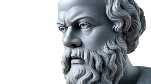 Timeless Wisdom: A neoclassical bust of the great philosopher, his gaze fixed in thought, representing the enduring legacy of intellectual pursuit and classical art.