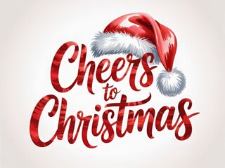 Raise a festive toast to Christmas cheer with this vibrant, hand lettered design featuring a Santa hat and celebratory holiday wishes