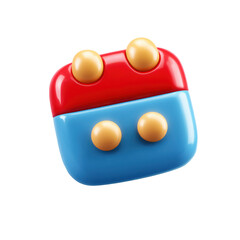 Red and Blue Toy Building Block with Yellow Spheres toy block children's toy isolated on a transparent background