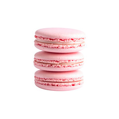 Colorful french macaroons in a sweet assortment are delicious isolated on a white background