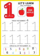 Kids Learning Material, Worksheet Learning Number 0 to 9, Number for Kids Learning, Children Educational Game, Worksheet for Learning Number.