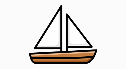 Quaint Cartoon Sailboat Icon - Simple Marine Travel Illustration