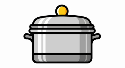 Sleek Silver Cooking Pot with Lid Illustration for Kitchen & Culinary Designs