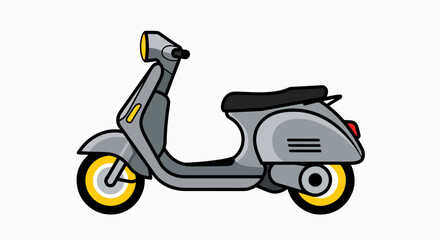 Stylish Retro Grey Scooter Illustration for Urban Mobility