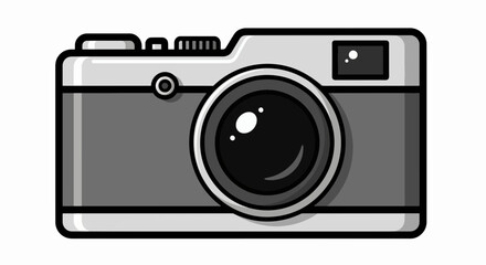 Retro Style Camera Icon - Simple Grayscale Illustration of a Classic Photography Device