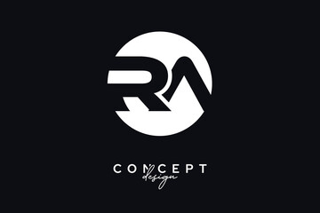RA Creative Negative Space Circle Monogram Logo Design	