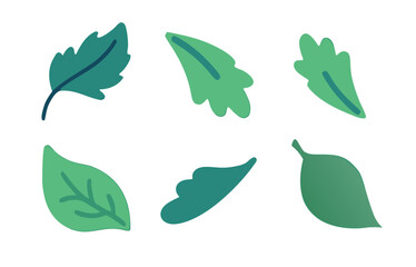 set of green leaves vector