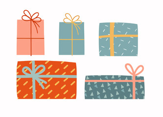 set of colorful gift boxes