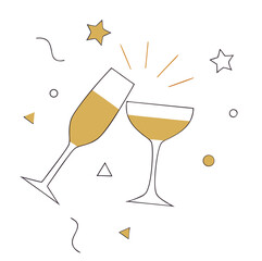 champagne glasses and champagne