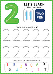 Kids Learning Material, Worksheet Learning Number 0 to 9, Number for Kids Learning, Children Educational Game, Worksheet for Learning Number.