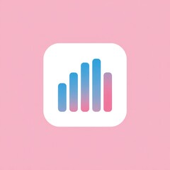 Obraz premium Aesthetic App Icon Design - Gradient Bar Chart on Pink Background.