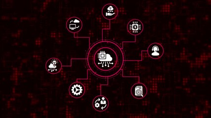 Cloud computing network with icons on digital background concept of cloud technology, data storage, and online services modern technology and innovation - Powered by Adobe