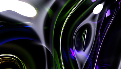 3d render of abstract art with surreal 3d background in curved, wavy, smooth, and soft organic lines forms  in a deformation transformation process in glossy and matte finish plastic
