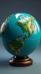 Detailed Globe Featuring North and South America on Display.