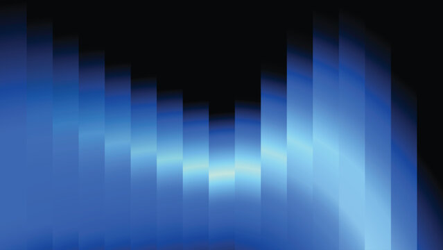 Abstract background with glowing blue and light blue vertical bars against a black backdrop, resembling digital sound waves or aurora