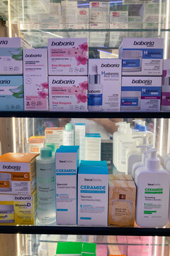 The glossy Primor shop on Larios Street in Malaga, Spain, shines with elegant displays of perfumes, cosmetics, and beauty products.