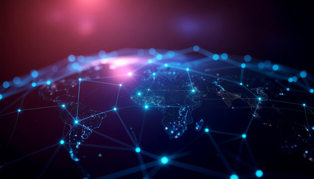 Futuristic Global Data Network Visualization Generative AI
