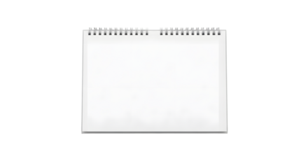 Blank white spiral bound notebook open to a clean page on a black background