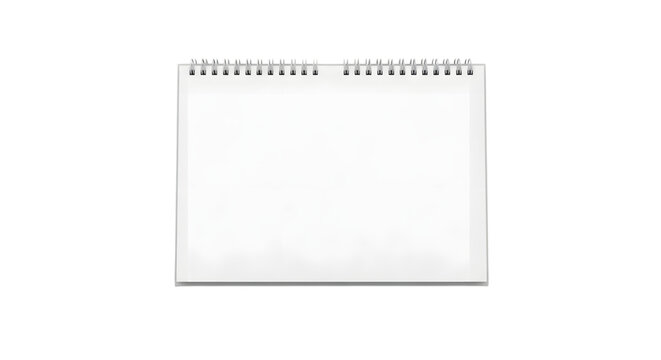Blank white spiral bound notebook open to a clean page on a black background - Powered by Adobe