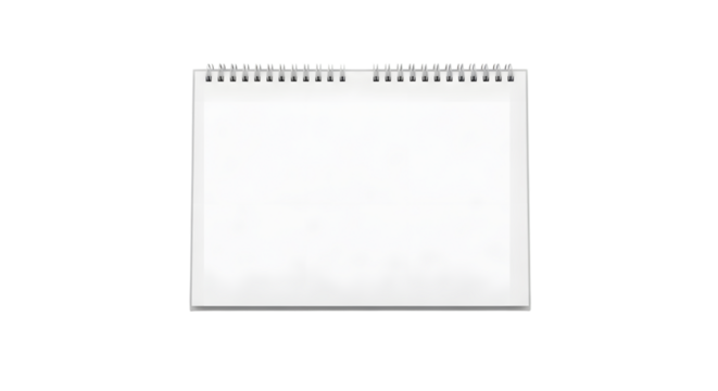 Blank white spiral bound notebook open to a clean page on a black background