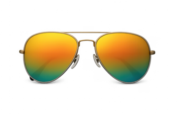 Aviator sunglasses having reflective gradient lenses from orange to teal