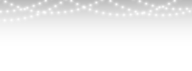 Yellow LED Christmas Garland on Transparent Background