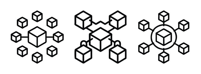 Abstract isometric cube network diagram connection visualization design vector graphic art