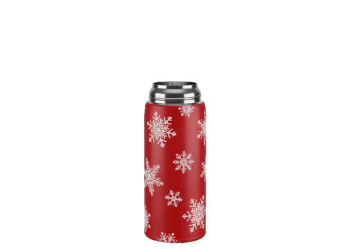 Festive Red Insulated Bottle with White Snowflake Pattern for Winter and Christmas Holidays - Powered by Adobe