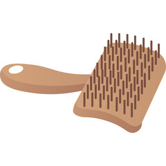 Simple wooden hairbrush with brown bristles and a light brown handle on a white background featuring a transparent background for versatile design use