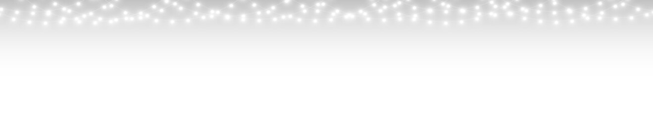 Christmas Holiday Background with Garland, Light Bulbs, and Celebration Theme