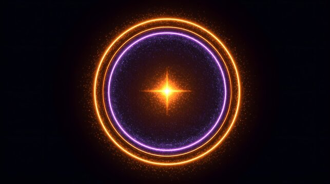Bright energetic core radiates within concentric glowing rings against a dark background