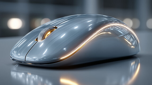 computer mouse, modern design, sleek shape, green and gray colors, soft lighting, minimalistic style, tech workspace, office setup, ergonomic accessory, digital tools, website banner, social media hea