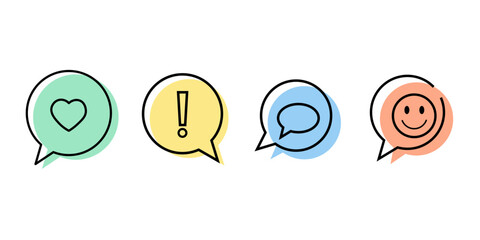 Liquid glass fram social media reaction notification speech bubble 3d glass transparent icons set