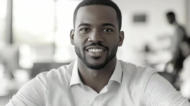 Friendly professional businessman with short beard smiling at the camera.