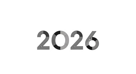 Stylized black and graphic the year 2026 with unique pattern within the numbers