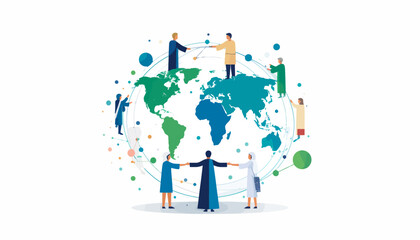 Global connections and teamwork with transparent background