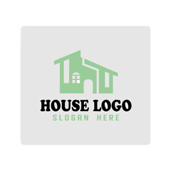 Real estate company light green house logo