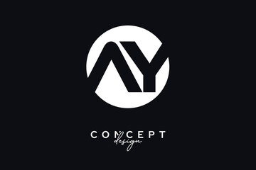 AY Creative Negative Space Circle Monogram Logo Design	