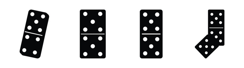 Four dominoes displaying various dot patterns and orientations for game play