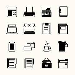 Set of black items for office and home