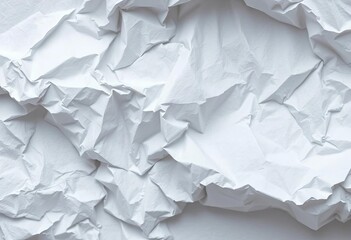 Obraz premium Close-up of crumpled white paper texture, showing creases and folds, abstract, grungy